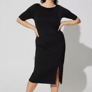 Torrid Midi Studio Cupro Bodycon Dress In Deep Black Plus Size 2X
